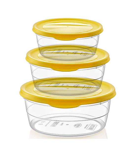Hobby Trend Round Plastic Food Storage Container Set of 3 Assorted Sizes and Colours 021019 (Parcel Rate)