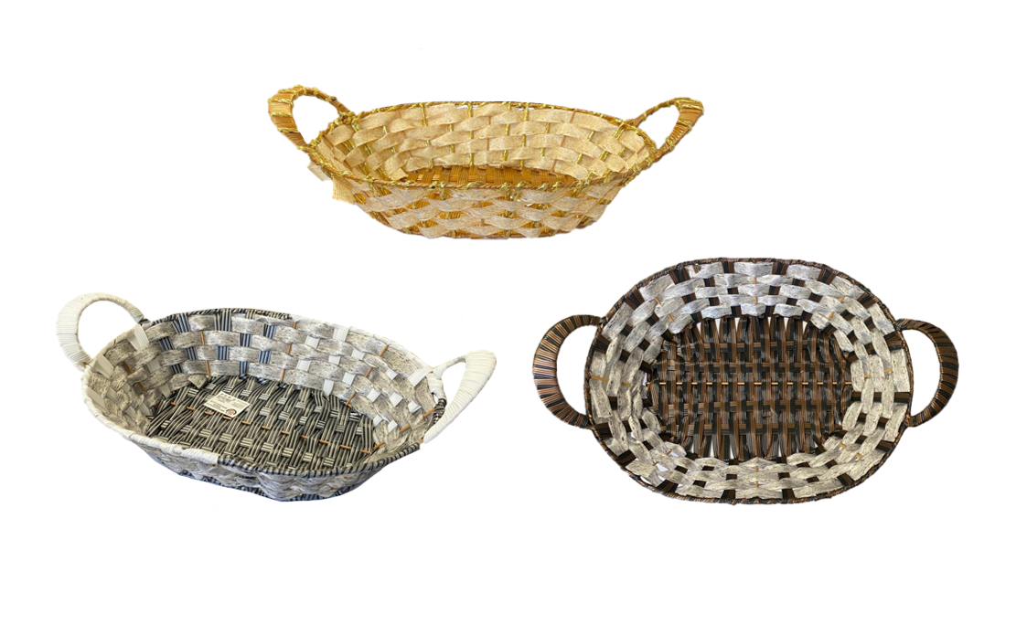 Oval Woven Fruit Gift Basket with Handles 31.5 x 24 x 7cm Assorted Colours 7985 (Parcel Rate)