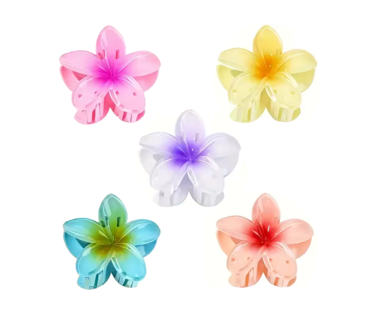 Plastic Tropical Frangipani Flower Hair Claw Clip 8cm Assorted Colours 8069 (Parcel Rate)