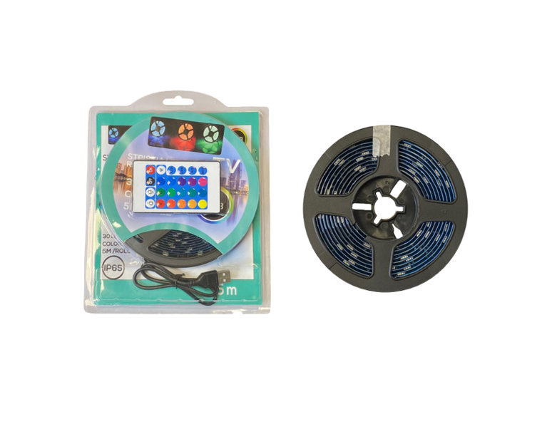Adhesive Multicolour Indoor TV USB LED Strip with Remote 5m 8073 (Parcel Rate)