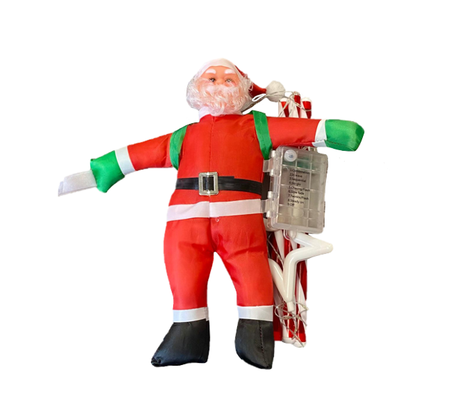 Santa Claus Climbing Candy Cane Ladder with Lights 97cm 8087 (Parcel Rate)