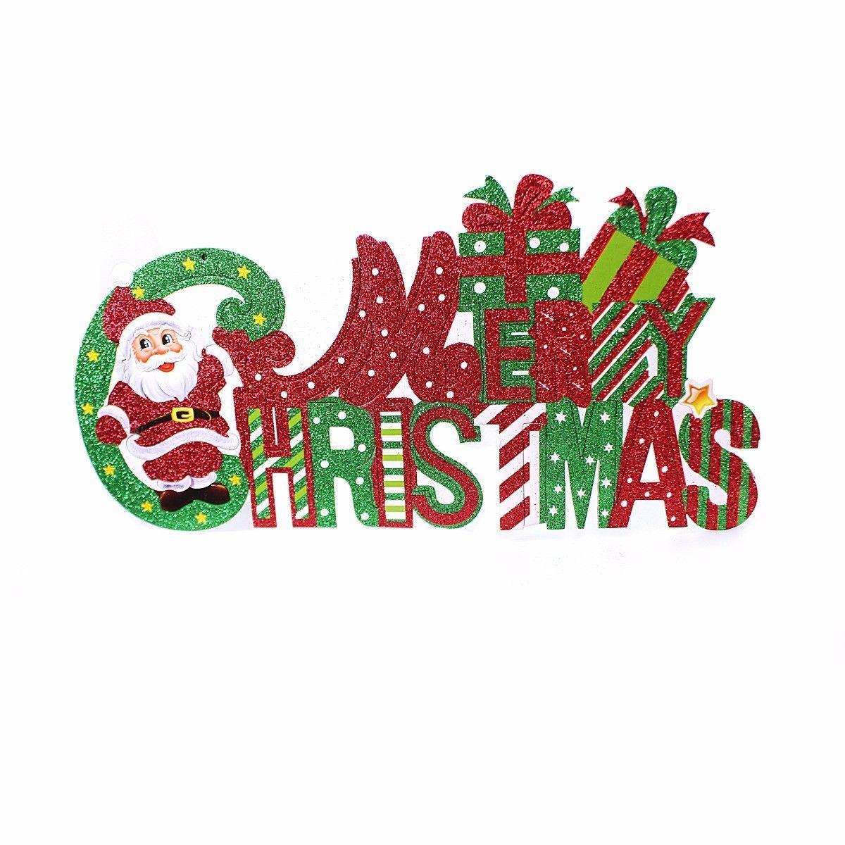Merry Christmas Cardboard Sign with Glitter 43 x 23 cm Assorted Designs 4628 (Parcel Rate)p