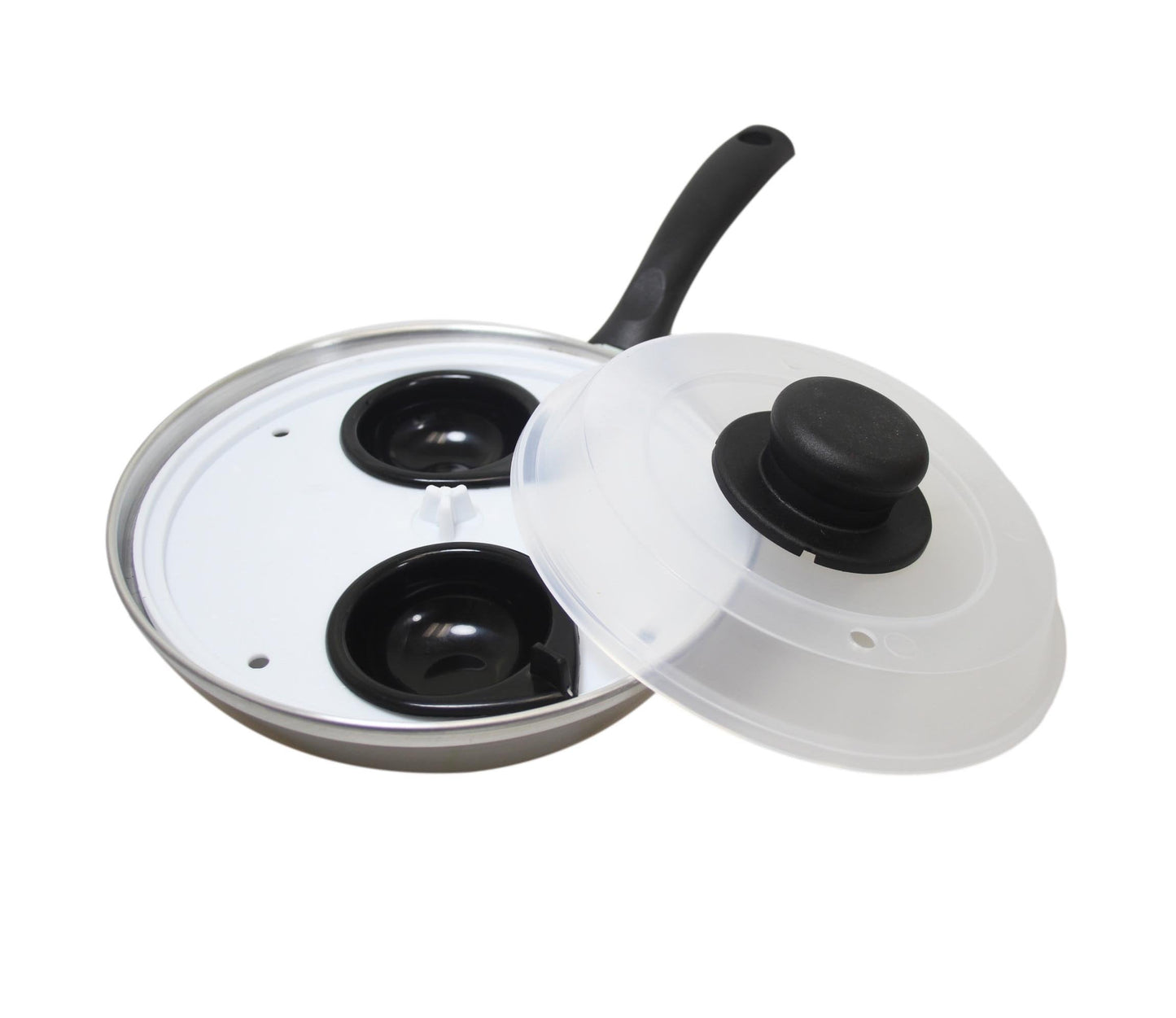 Non Stick Home Kitchen 2 Egg Poacher Pan 20cm With Long Safety Handle Egg Poacher 5.5cm 9103 A (Parcel Rate)