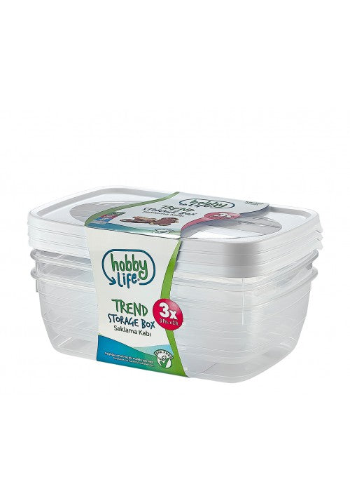 Hobby Trend Rectangular Plastic Food Storage Container 2 Litre Pack of 3 Assorted Colours 021017 (Parcel Rate)