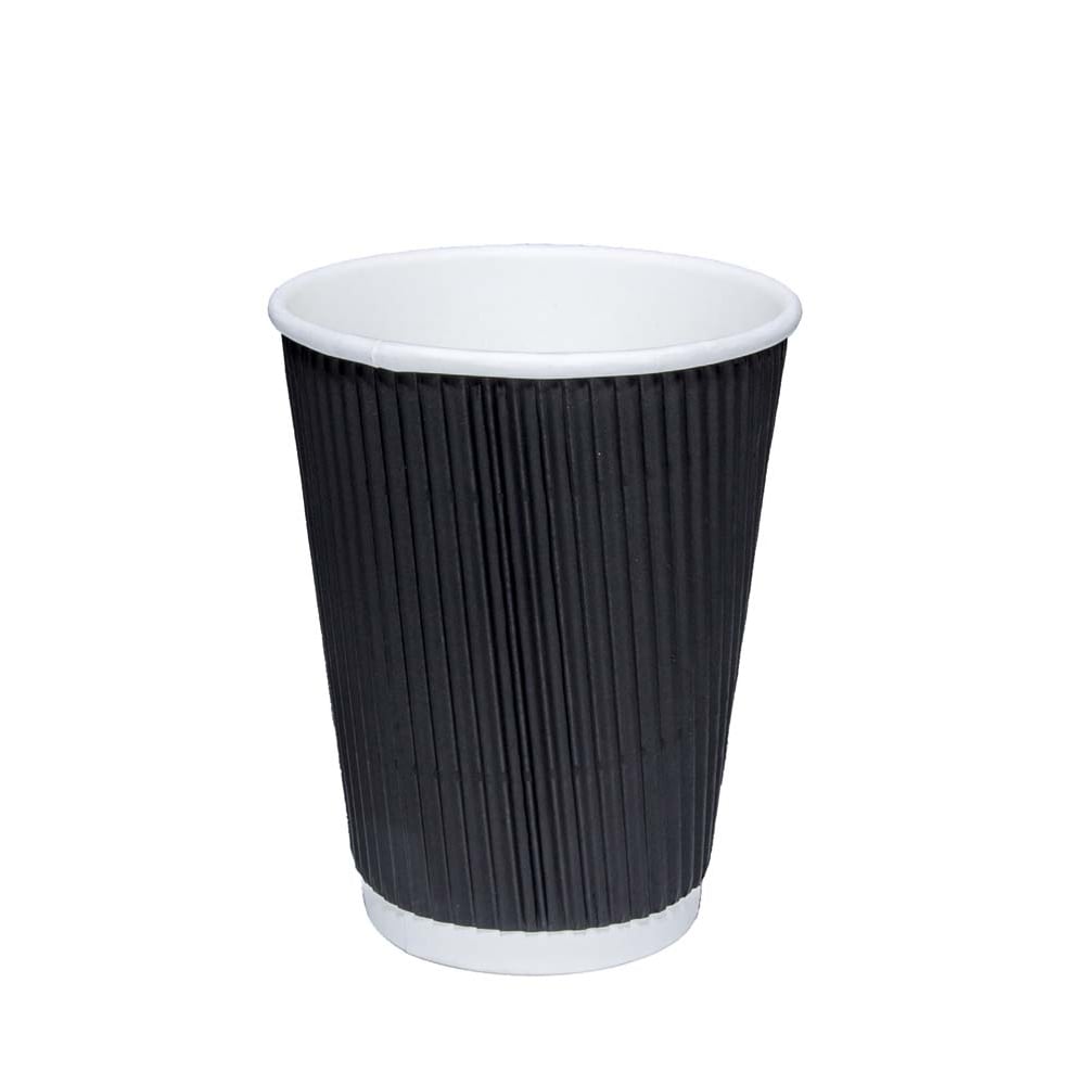 Black Ripple Paper Cups 8oz / 235ml Pack of 25 EC0232 (Parcel Rate)