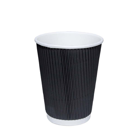 Black Ripple Paper Cups 8oz / 235ml Pack of 25 EC0232 (Parcel Rate)