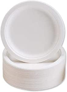 Disposable Compostable Eco-Bio Bagasse Sugarcane Plates 9" Pack of 50 EC0065 (Parcel Rate)