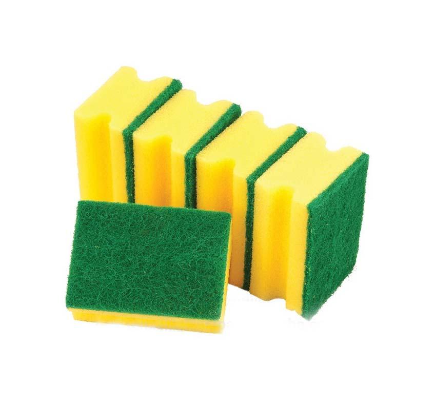 Accord Yellow Double Sided Grooved Kitchen Washing Up Sponge Scourer 9 x 6.5cm Pack of 5 STR521 / ACORD521 (Parcel Rate)