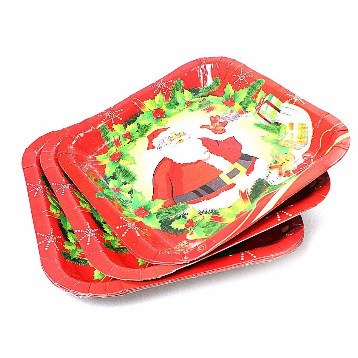 Pack of Christmas Party Paper Plates Medium 23 cm Assorted Designs 1672 (Large Letter)p
