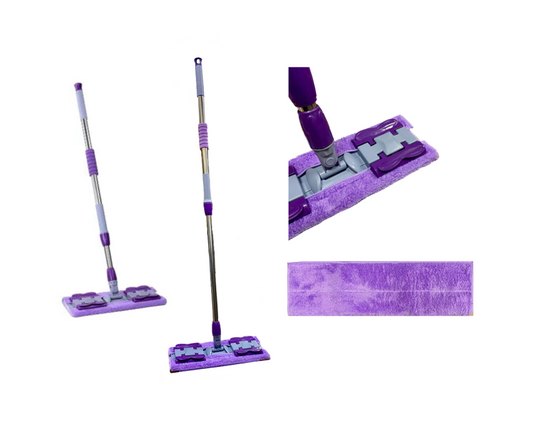 Extendable Microfibre Floor Mop + Extra Mop Refill Pad 75 / 115 cm Assorted Colours 7624 (Big Parcel Rate)