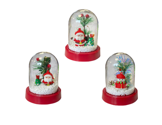Christmas Tree and Santa Snow Globe with Foam Balls and Lights 12 x 9.8cm Assorted Designs 8012 (Parcel Rate)