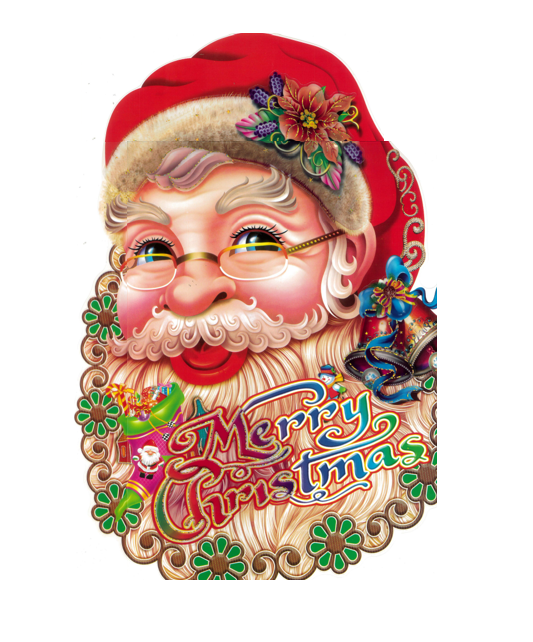 Large Merry Christmas Santa Claus Paper Wall Decor with Sticker Adhesive Pads 62.5 x 40cm Assorted Designs 8064 (Parcel Rate)