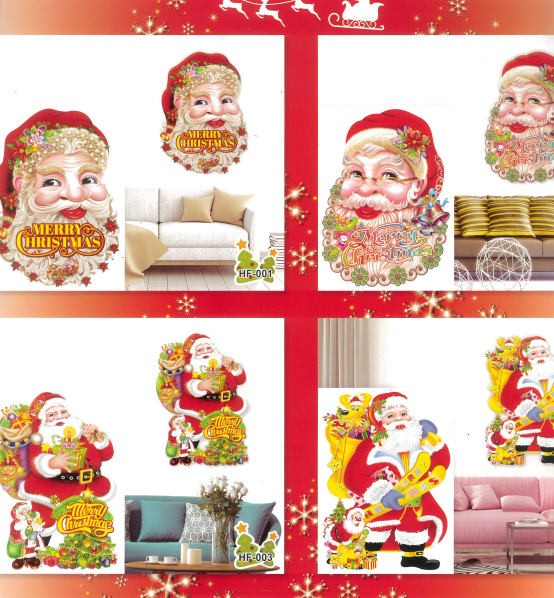 Large Merry Christmas Santa Claus Paper Wall Decor with Sticker Adhesive Pads 62.5 x 40cm Assorted Designs 8064 (Parcel Rate)