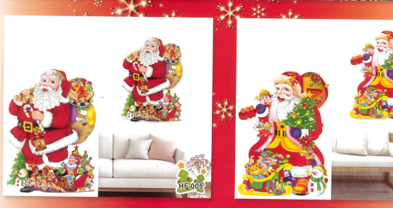 Large Merry Christmas Santa Claus Paper Wall Decor with Sticker Adhesive Pads 62.5 x 40cm Assorted Designs 8064 (Parcel Rate)