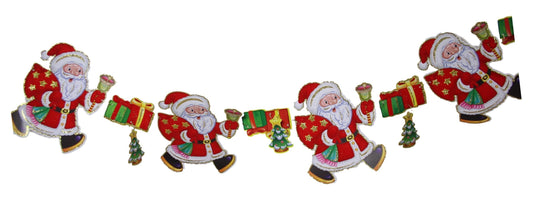Festive Christmas Paper Santa Claus Bunting Banner with Glitter 1.5M Assorted Designs 2736 (Large Letter Rate)