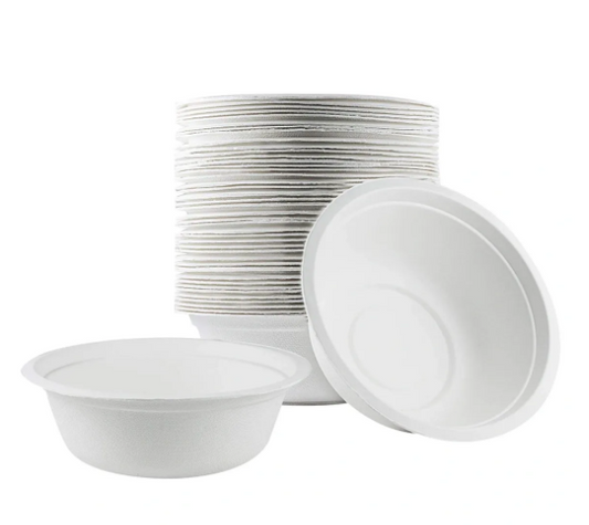 Disposable Compostable Eco-Bio Bagasse Sugarcane Bowls 8oz Pack of 50 EC1987 (Parcel Rate)