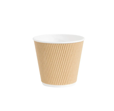 Brown Ripple Paper Coffee Tea Cups 4oz / 120ml Pack of 25 EC0973 (Parcel Rate)