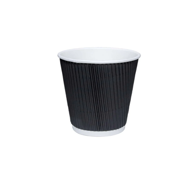 Black Ripple Paper Coffee Tea Cups 4oz / 120ml Pack of 25 EC0980 (Parcel Rate)