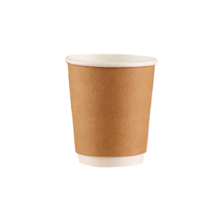 Brown Double Wall Paper Coffee Tea Cups 8oz / 235ml Pack of 25 EC1576 (Parcel Rate)