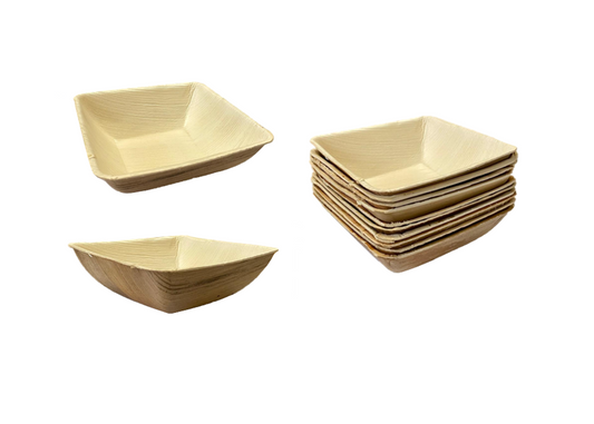 Biodegradable Disposable Square Areca Palm Leaf Soup Bowls 5" Pack of 10 EC1925 (Parcel Rate)
