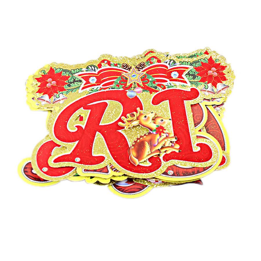 Merry Christmas Party Paper Bunting Banner with Glitter 2735 (Large Letter Rate)