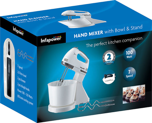The Perfect Kitchen Companion Hand Mixer With Bowl And Stand 2.0L Bowl With An Efficient Cooling System 19x25cm X102 (Parcel Rate)