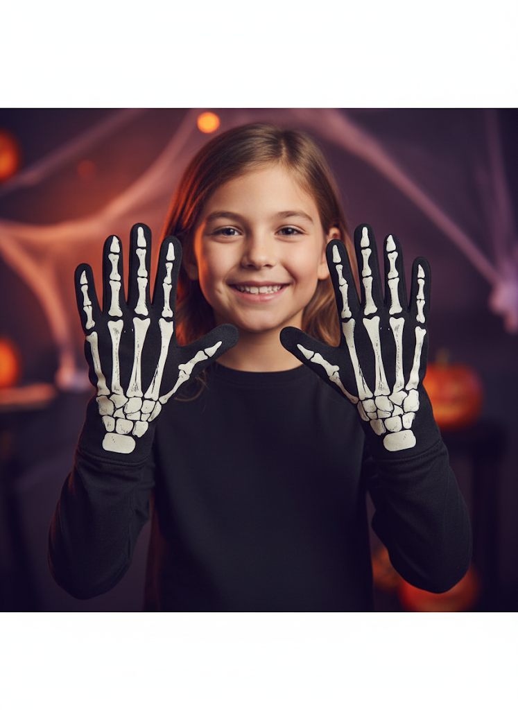 Halloween Children's Skeleton Gloves V88099 (Parcel Rate)
