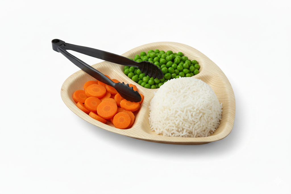 Biodegradable Disposable Areca Palm Leaf Smiley Heart 3 Compartment Plates 10" Pack of 5 EC1253 (Parcel Rate)