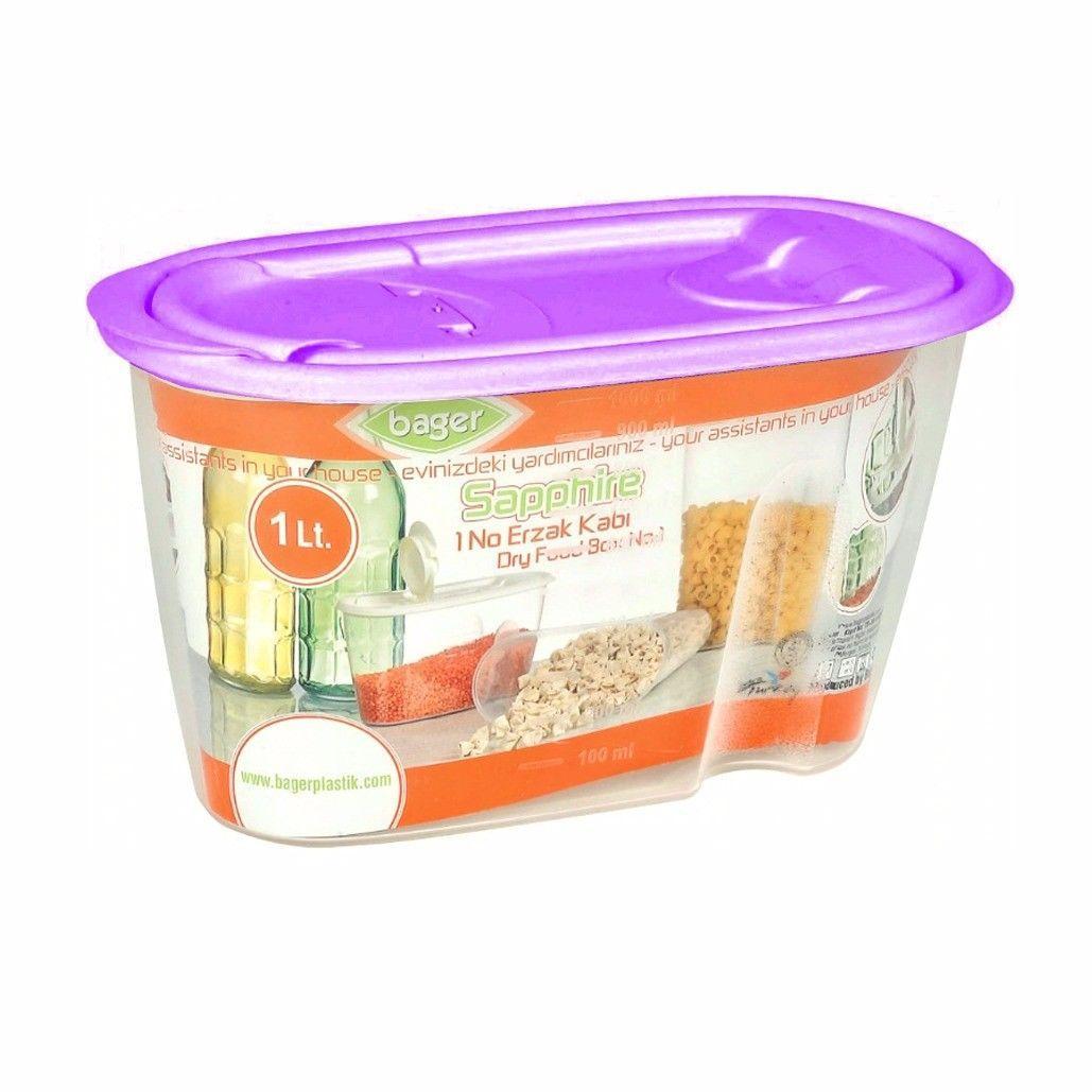 Plastic Dried Food Grains Pantry Storage Container with Pourer Lid 1L Assorted Colours BG283 / 9283 (Parcel Rate)