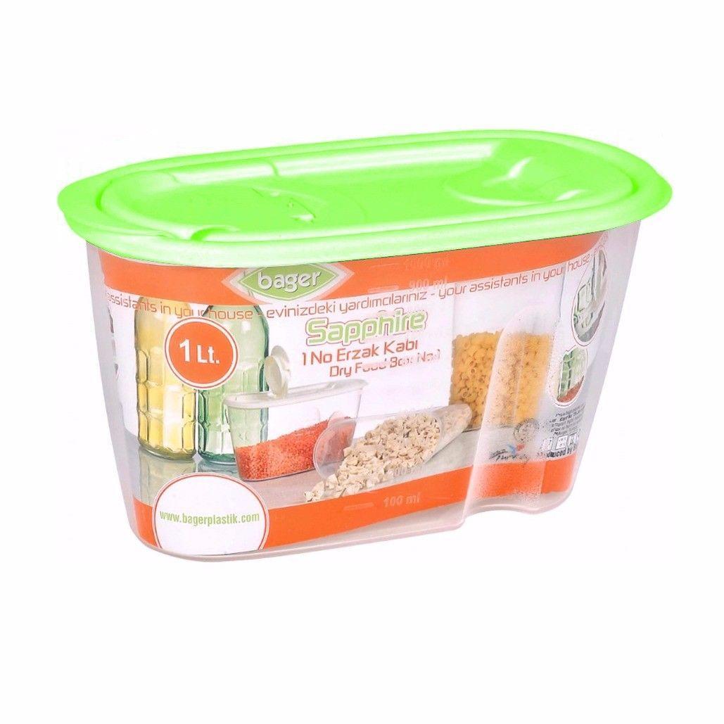 Plastic Dried Food Grains Pantry Storage Container with Pourer Lid 1L Assorted Colours BG283 / 9283 (Parcel Rate)