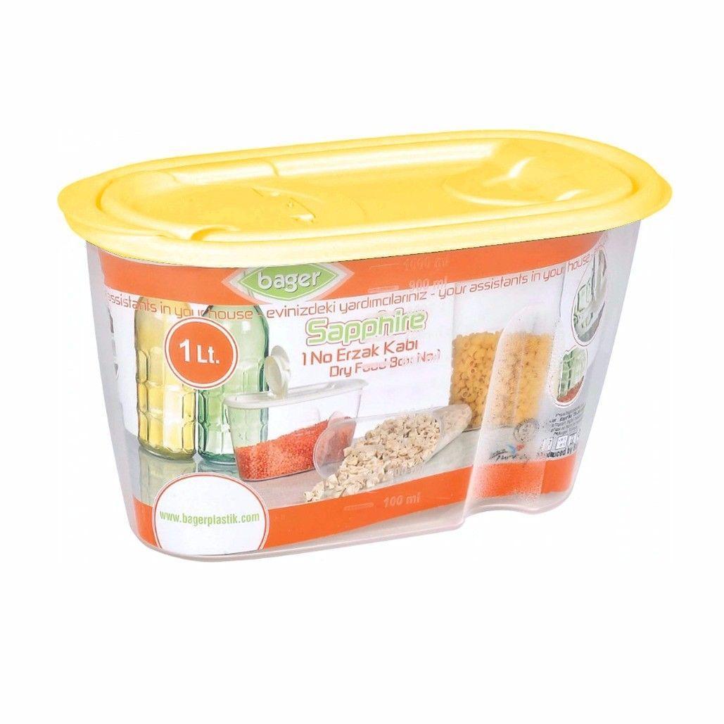 Plastic Dried Food Grains Pantry Storage Container with Pourer Lid 1L Assorted Colours BG283 / 9283 (Parcel Rate)