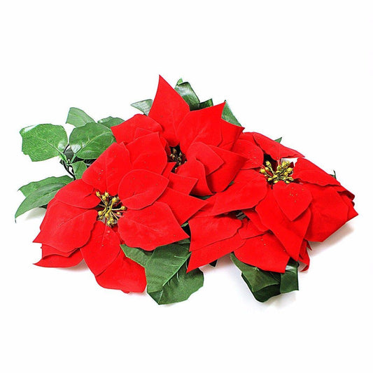 Artificial Fake Plastic Christmas Red Poinsettia Flowers Garland 200cm 1245 (Large Letter Rate)