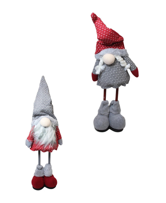 Christmas Festive Decorative Red Grey Standing Gnome 50cm Assorted Designs 5965 (Parcel Rate)