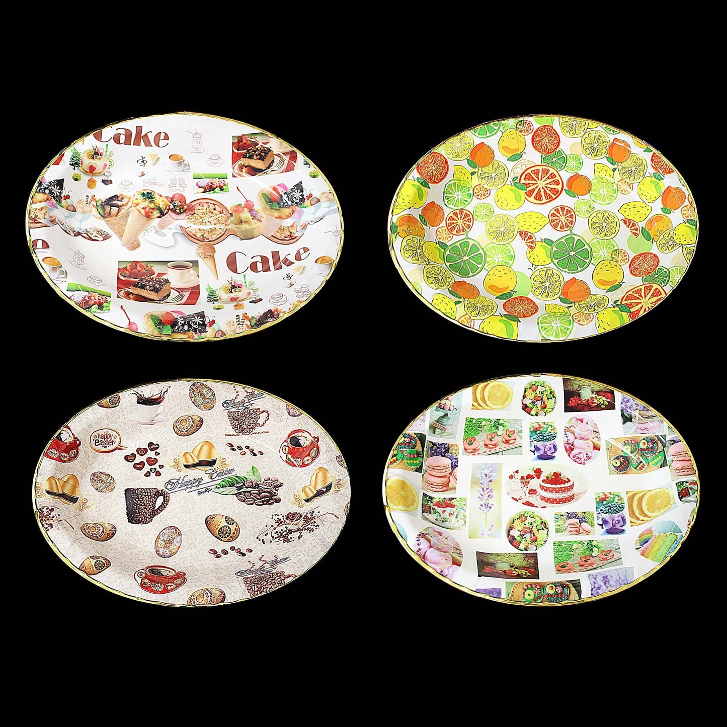 Plastic Oval Coffee Tea Serving Tray with Printed Design 45cm x 35 x 5cm Assorted Designs 1387 (Parcel Rate)